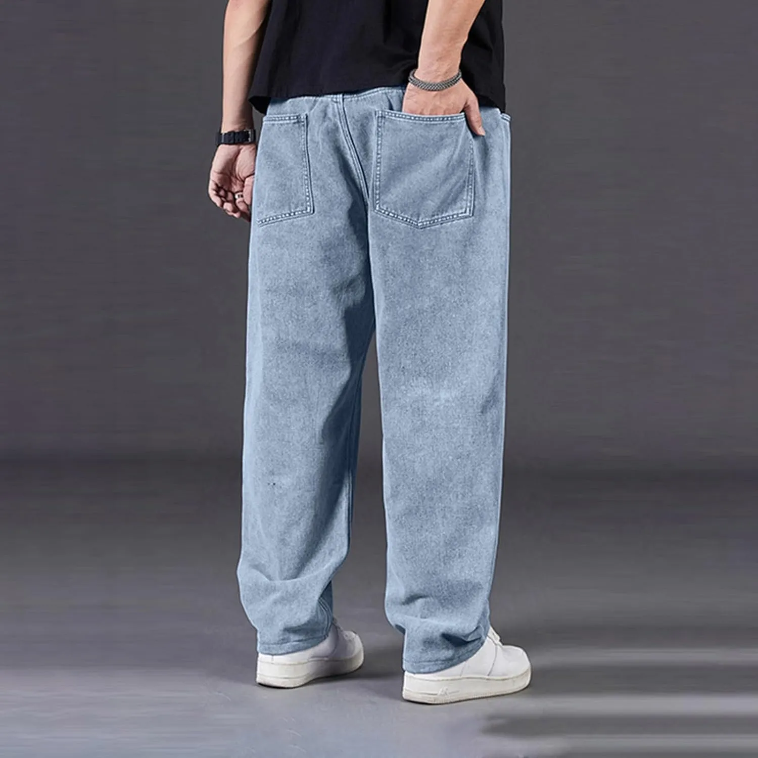 Men's Baggy Cargo Denim Pants Streetwear Y2K Skateboard Jeans Casual Harajuku Straight Leg Loose Fit Jeans Trousers