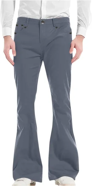 Mens Bell Bottom Pants Slim Fit Classic Comfort Flared Trousers Retro 60s 70s Disco Outfits for Club Show