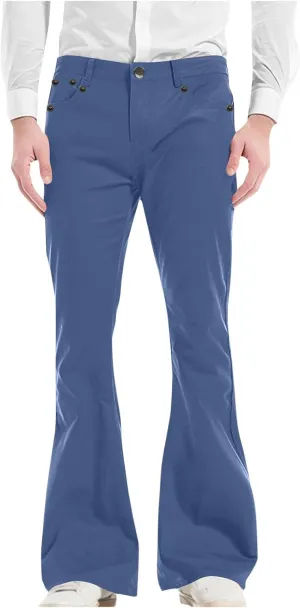 Mens Bell Bottom Pants Slim Fit Classic Comfort Flared Trousers Retro 60s 70s Disco Outfits for Club Show
