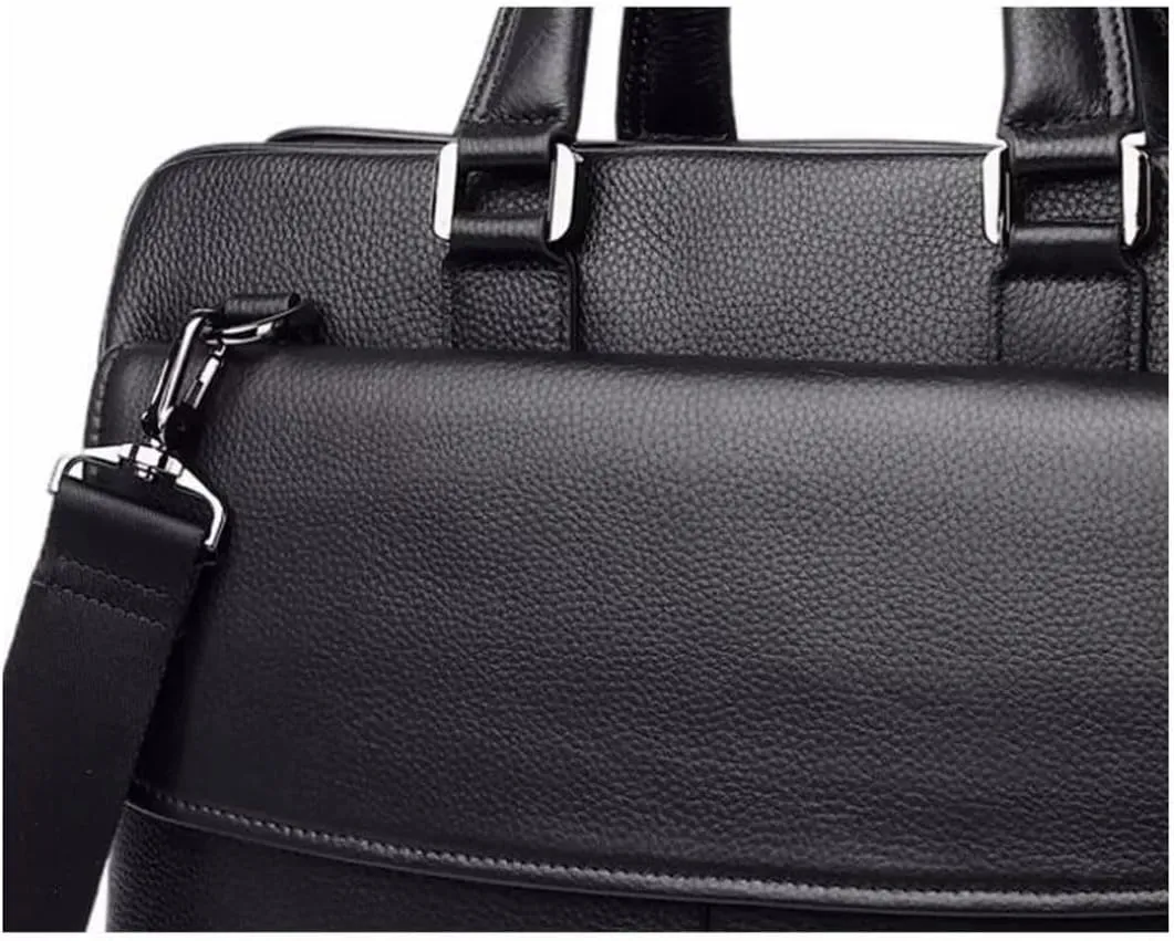 Mens Briefcases Handbags Genuine Leather Messenger Shoulder Bags Laptop Bags Carrying Cases 15Inch