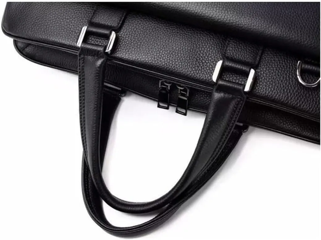 Mens Briefcases Handbags Genuine Leather Messenger Shoulder Bags Laptop Bags Carrying Cases 15Inch