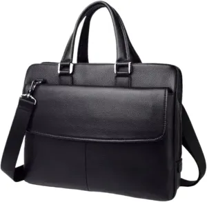 Mens Briefcases Handbags Genuine Leather Messenger Shoulder Bags Laptop Bags Carrying Cases 15Inch