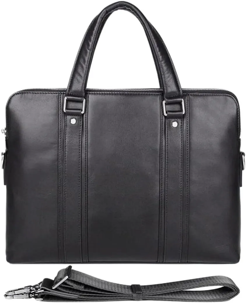 Mens Briefcases Laptop Bags Genuine Leather Messenger Shoulder Bags Carrying Cases Computer Handbags