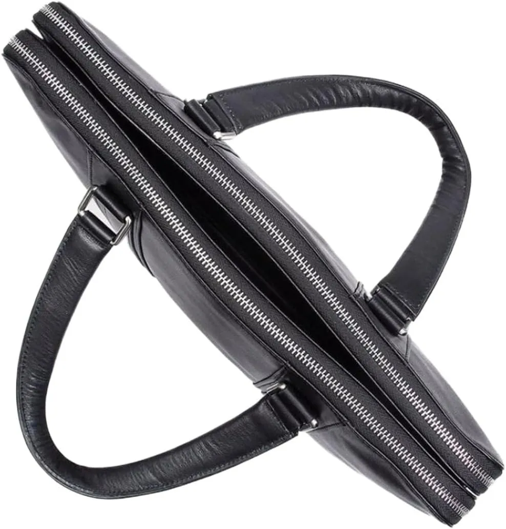Mens Briefcases Laptop Bags Genuine Leather Messenger Shoulder Bags Carrying Cases Computer Handbags