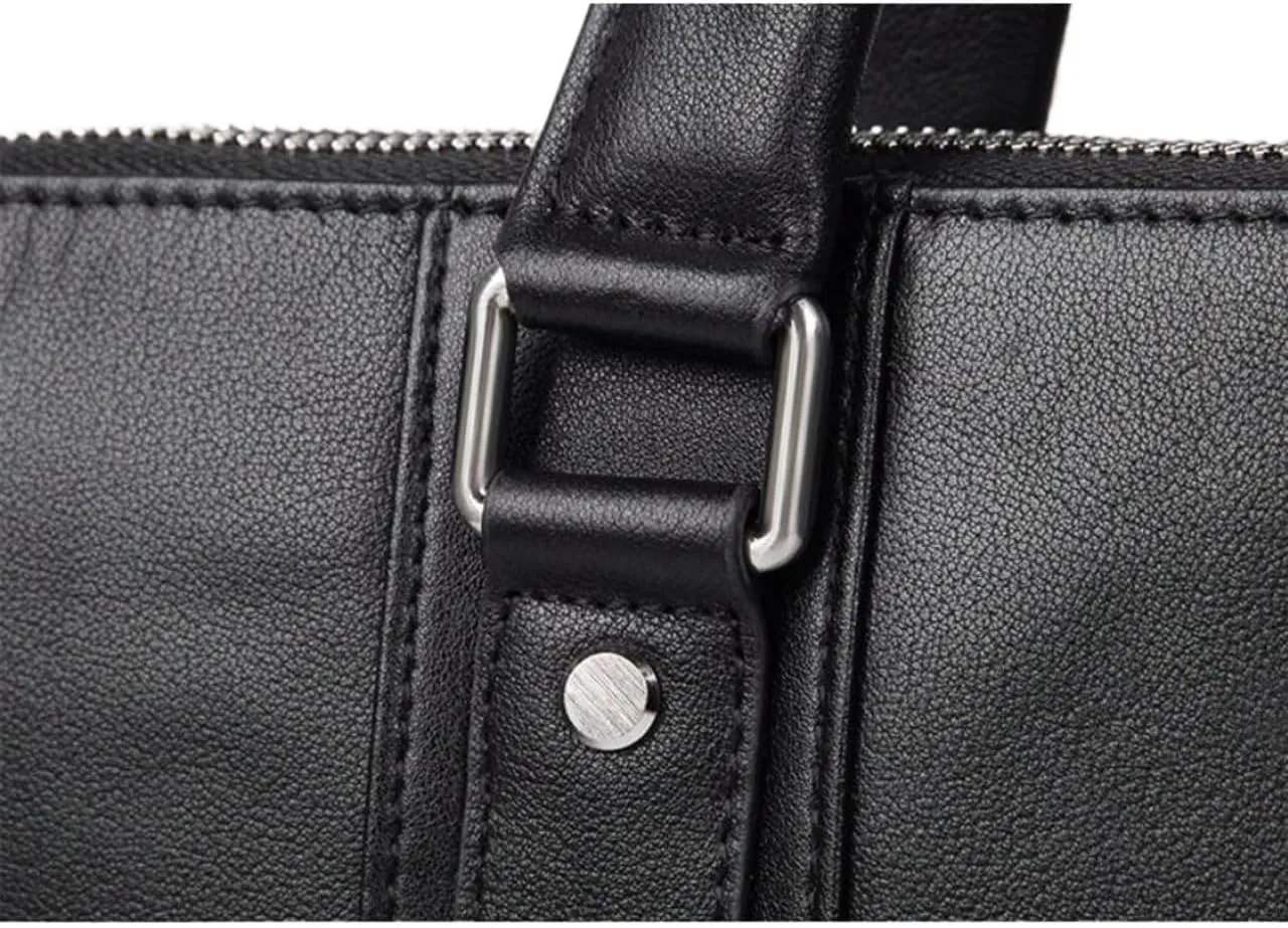 Mens Briefcases Laptop Bags Genuine Leather Messenger Shoulder Bags Carrying Cases Computer Handbags