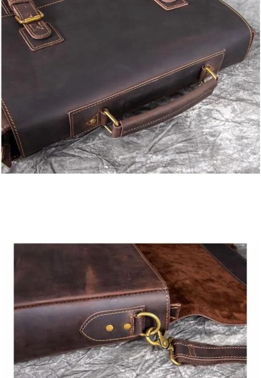 Mens Briefcases Laptop Bags Messenger Shoulder Bags Computer Carrying Cases Genuine Leather Handbags
