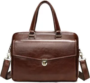 Mens Business Briefcases Messenger Shoulder Bags Genuine Leather Laptop Bags Carrying Cases Handbags