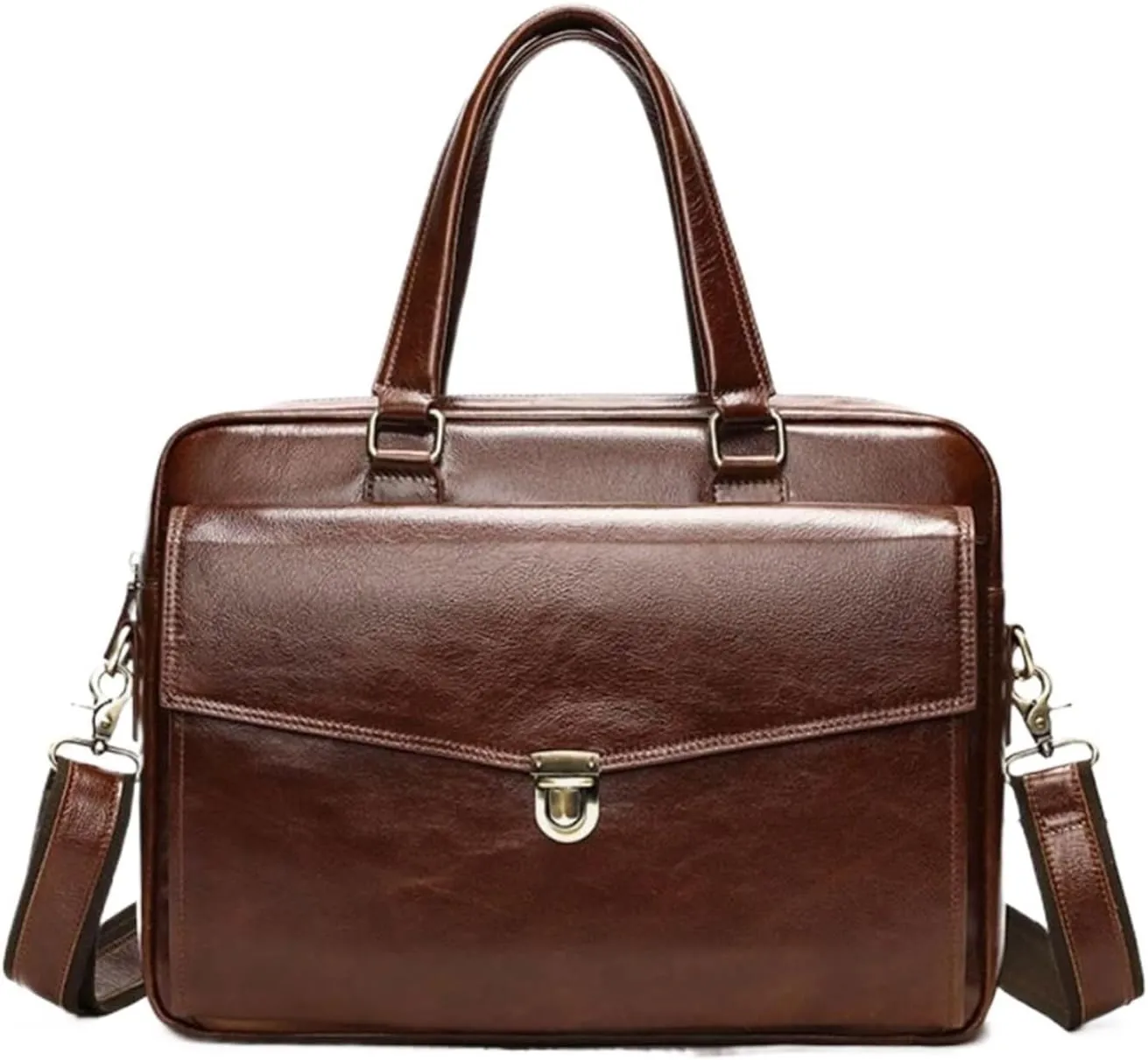 Mens Business Briefcases Messenger Shoulder Bags Genuine Leather Laptop Bags Carrying Cases Handbags