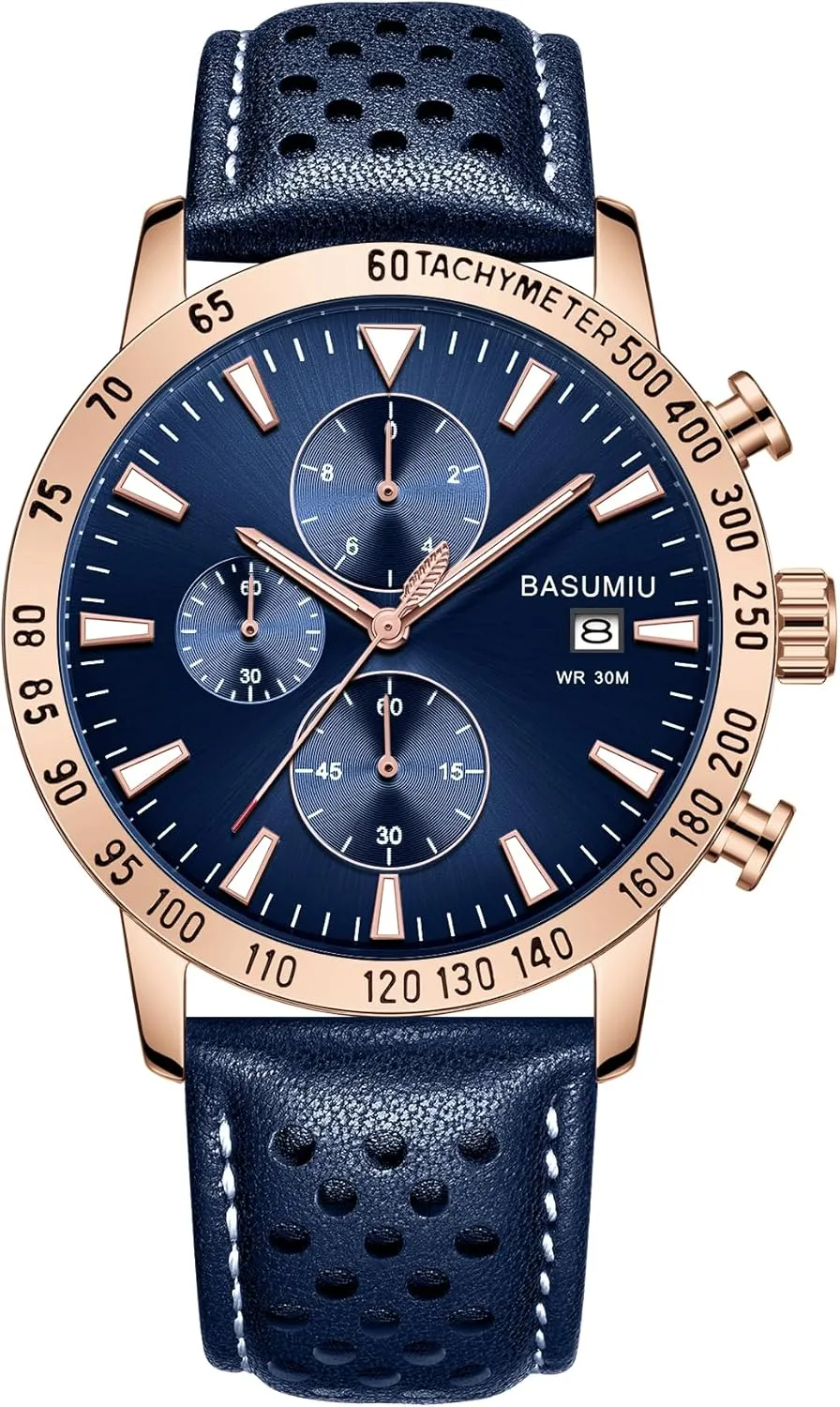 Mens Business Casual Watches Leather Band, Men's Watch with Chronograph Display, Men's Wrist Watches with Day Date Elegant Gift for Men