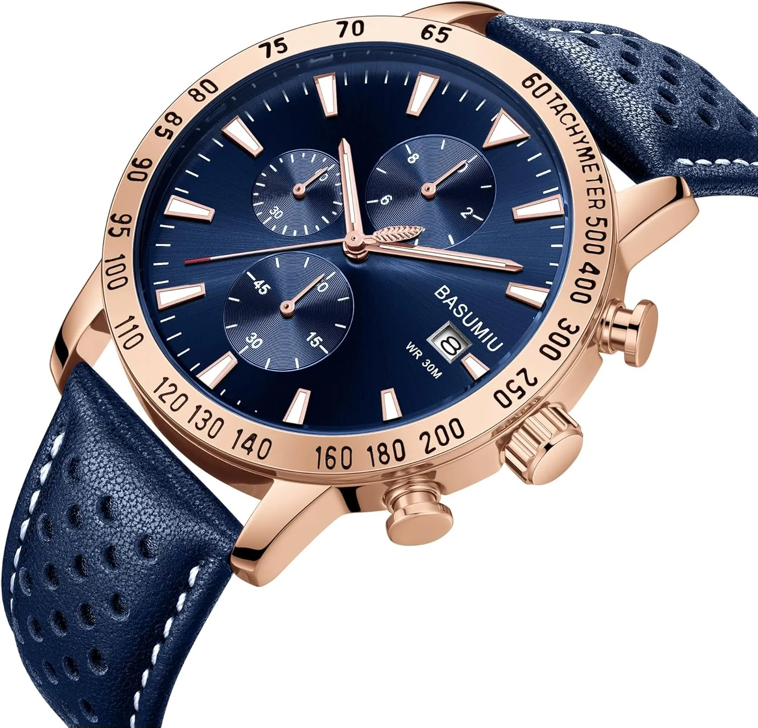 Mens Business Casual Watches Leather Band, Men's Watch with Chronograph Display, Men's Wrist Watches with Day Date Elegant Gift for Men