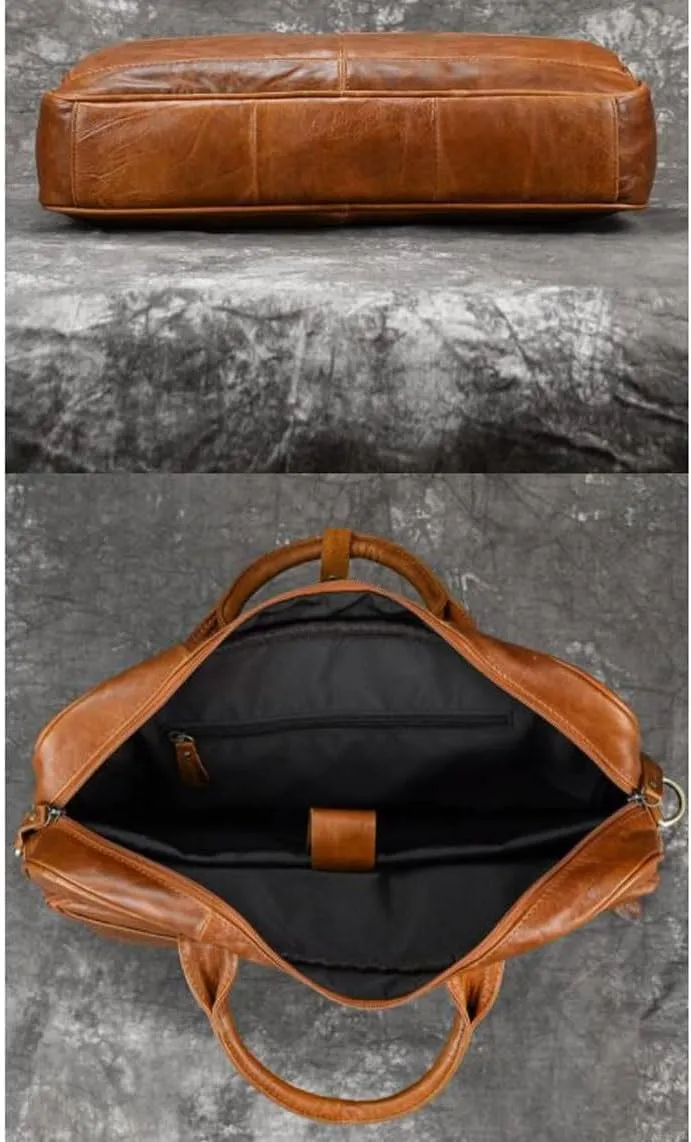 Mens Business Handbags Briefcases Laptop Bags Genuine Leather Carrying Cases Messenger Shoulder Bags