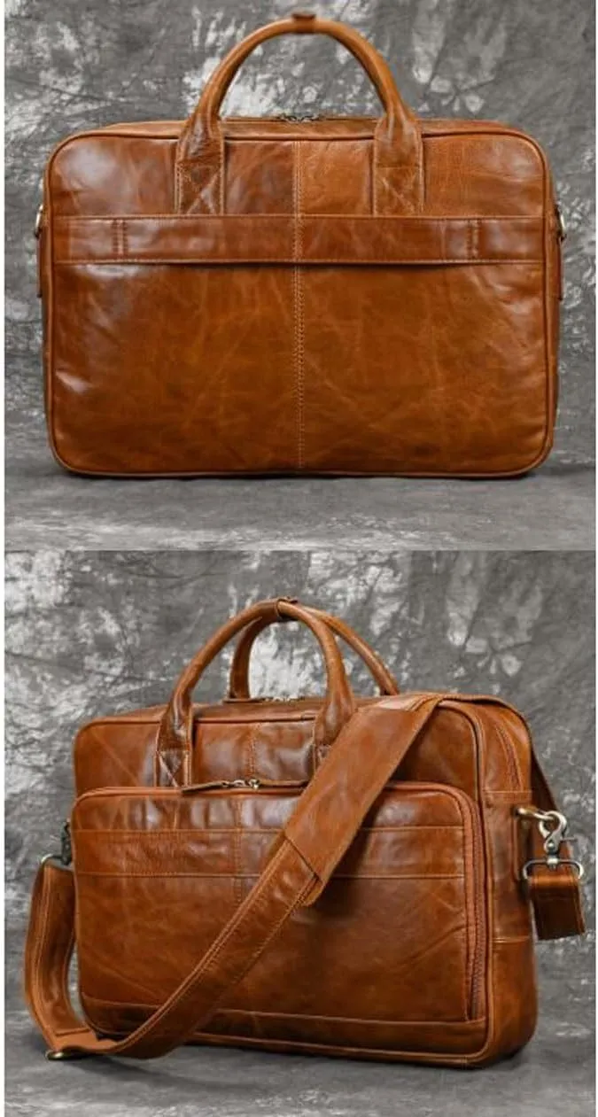 Mens Business Handbags Briefcases Laptop Bags Genuine Leather Carrying Cases Messenger Shoulder Bags