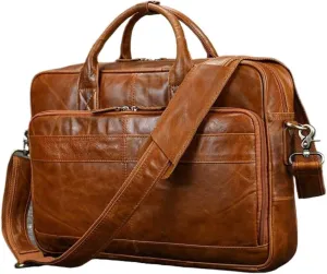 Mens Business Handbags Briefcases Laptop Bags Genuine Leather Carrying Cases Messenger Shoulder Bags
