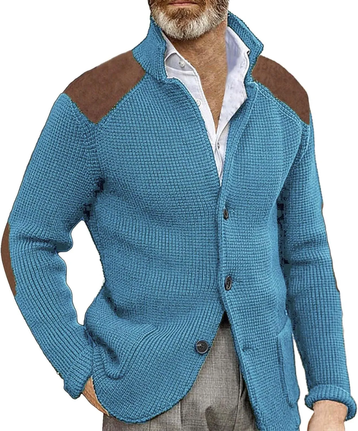 Mens Casual Knitted Button Down Coat Shawl Collar Cardigan Sweater Loose Fit Chunky Warmth Sweater Outwear