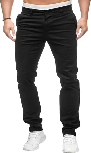 Mens Chinos Lounge Dress Pants Classic Comfort Casual Solid Trousers Straight Leg Full Length Trousers