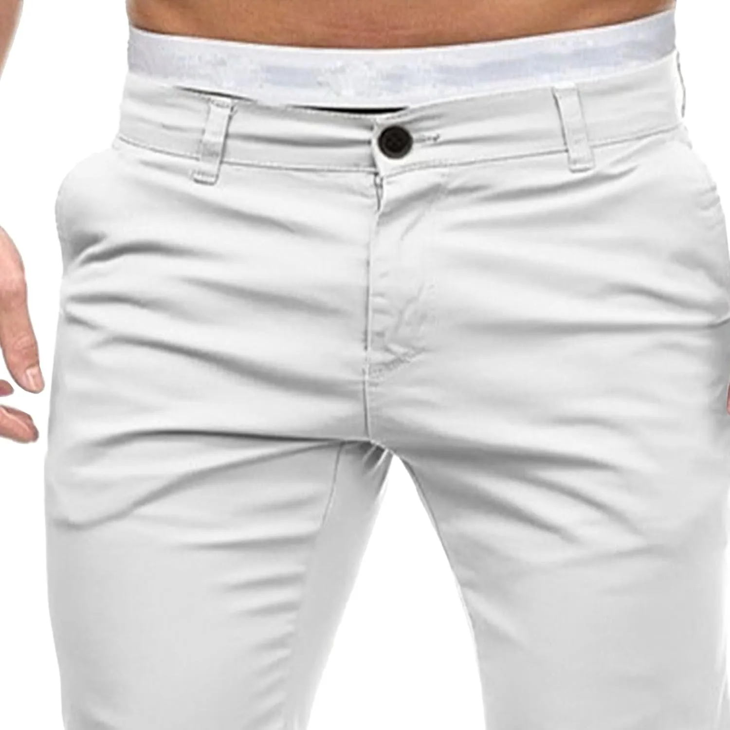Mens Chinos Lounge Dress Pants Classic Comfort Casual Solid Trousers Straight Leg Full Length Trousers