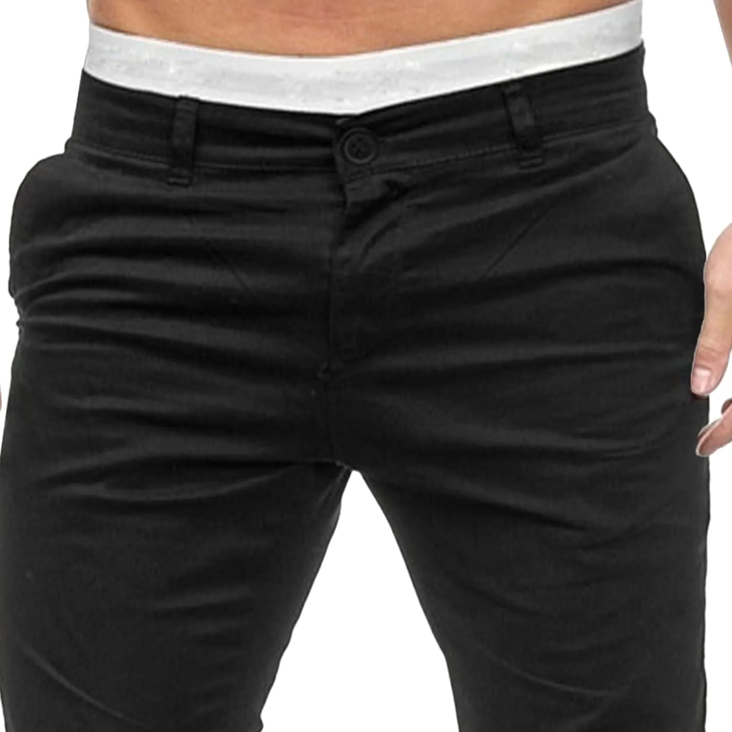 Mens Chinos Lounge Dress Pants Classic Comfort Casual Solid Trousers Straight Leg Full Length Trousers