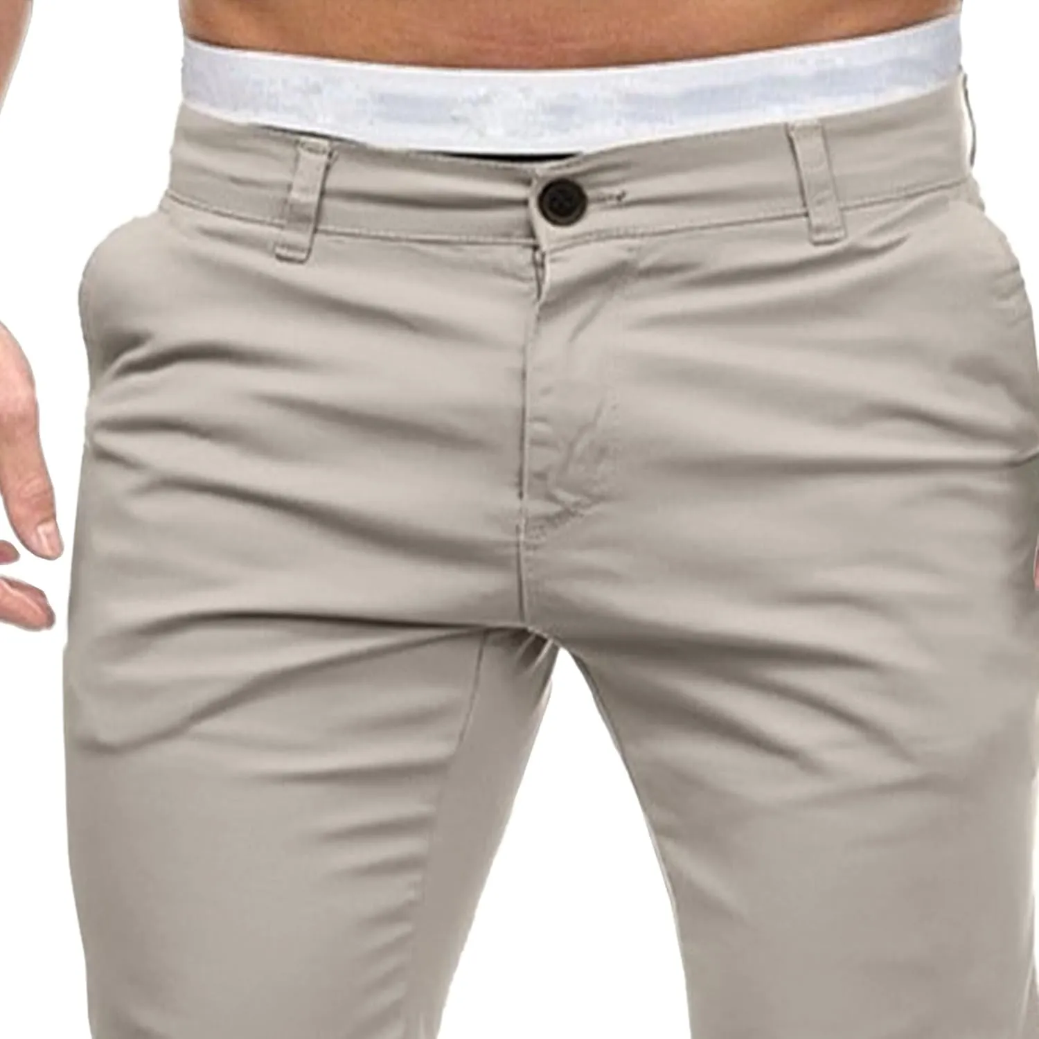Mens Chinos Lounge Dress Pants Classic Comfort Casual Solid Trousers Straight Leg Full Length Trousers