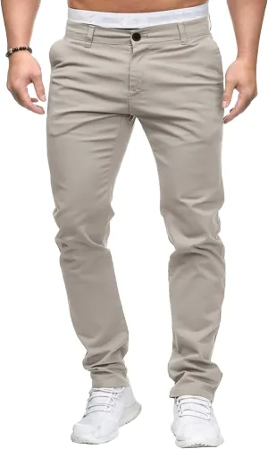 Mens Chinos Lounge Dress Pants Classic Comfort Casual Solid Trousers Straight Leg Full Length Trousers