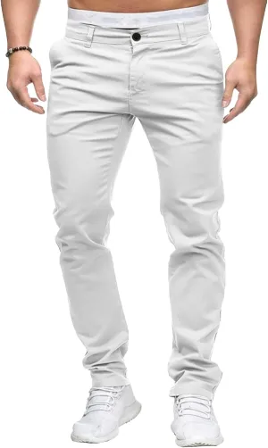 Mens Chinos Lounge Dress Pants Classic Comfort Casual Solid Trousers Straight Leg Full Length Trousers