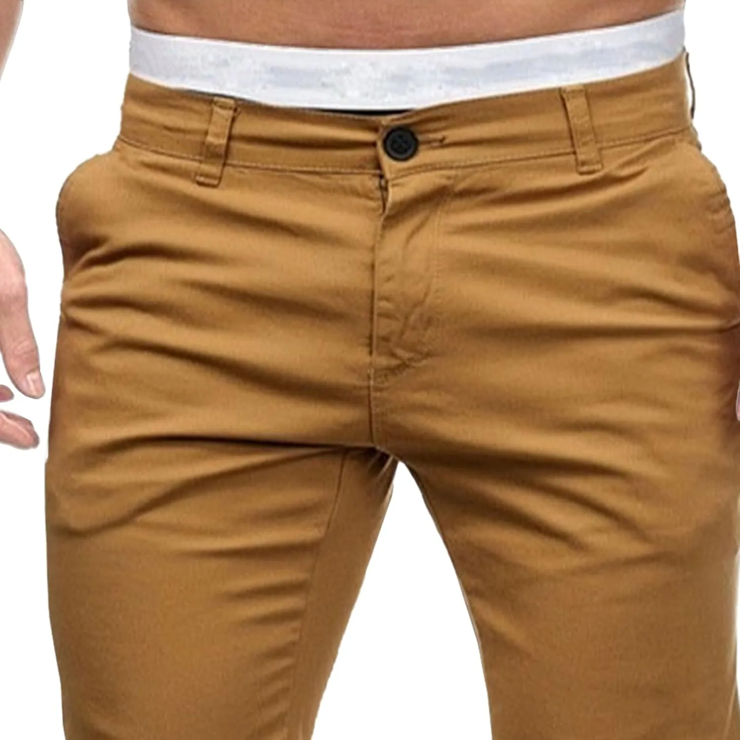 Mens Chinos Lounge Dress Pants Classic Comfort Casual Solid Trousers Straight Leg Full Length Trousers