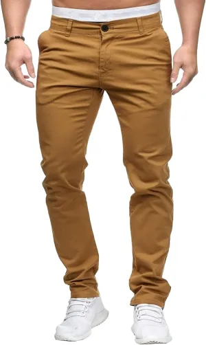 Mens Chinos Lounge Dress Pants Classic Comfort Casual Solid Trousers Straight Leg Full Length Trousers