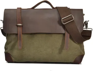 Men's Leather and Canvas Shoulder Bags Men's Bags Business Casual Portable Crossbody Bags Briefcases(D)