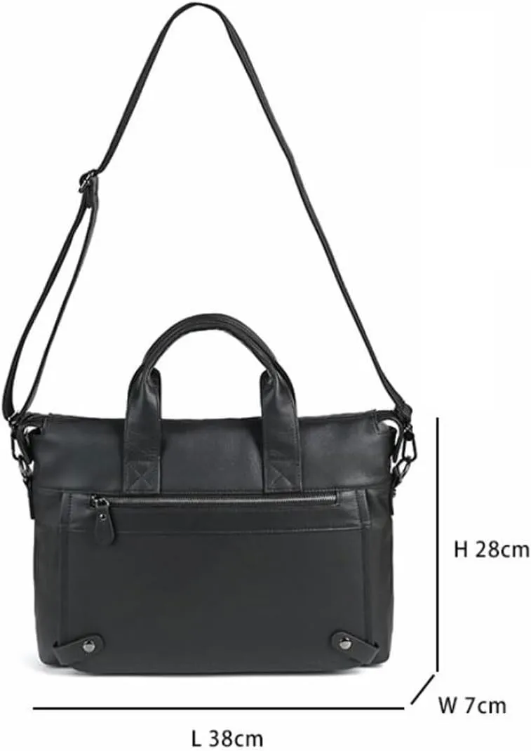 Mens Messenger Shoulder Bags Carrying Cases Leather Laptop Bags Business Handbags Briefcases 15Inch