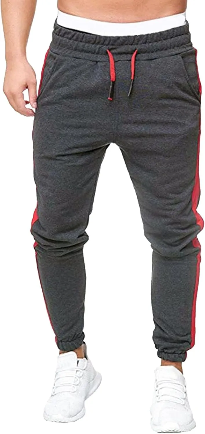 Men's Solid Elastic Waist Baggy Cargo Pants Vintage Casual Jogging Trousers Classic Comfort Hiking Sweatpants