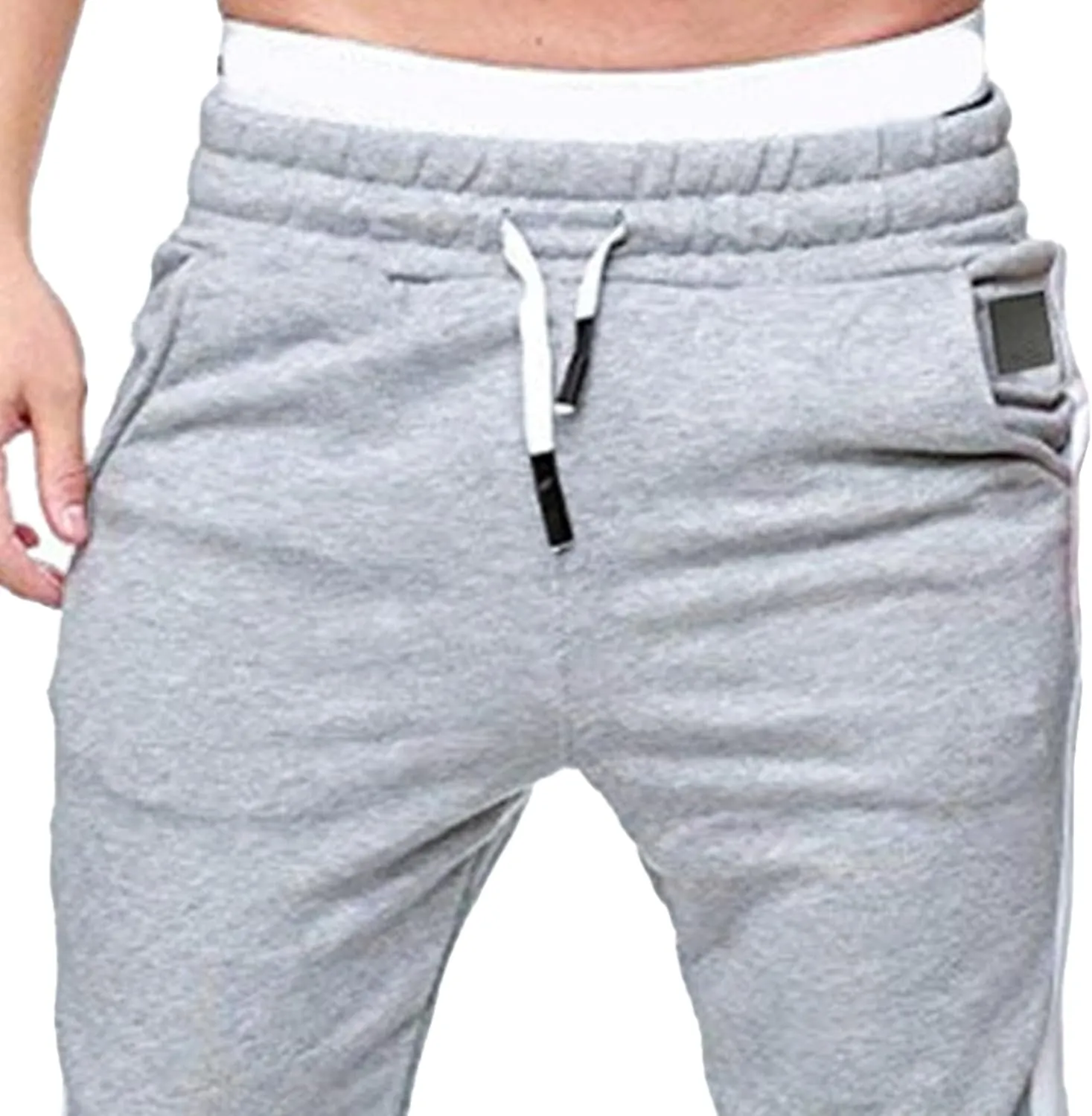 Men's Solid Elastic Waist Baggy Cargo Pants Vintage Casual Jogging Trousers Classic Comfort Hiking Sweatpants
