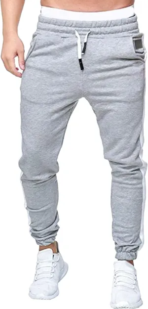Men's Solid Elastic Waist Baggy Cargo Pants Vintage Casual Jogging Trousers Classic Comfort Hiking Sweatpants