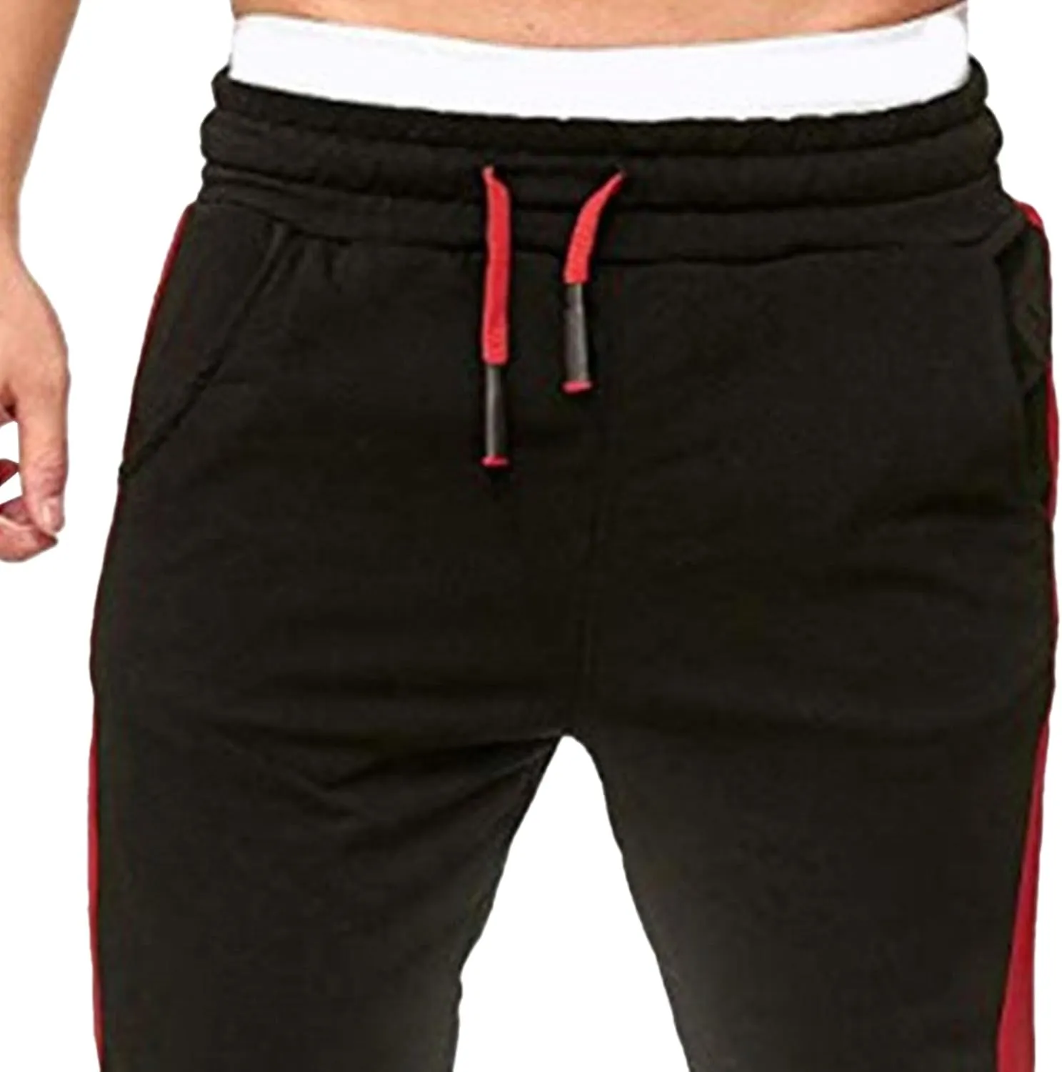 Men's Solid Elastic Waist Baggy Cargo Pants Vintage Casual Jogging Trousers Classic Comfort Hiking Sweatpants
