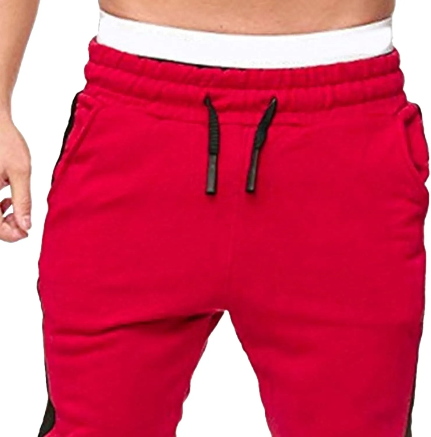 Men's Solid Elastic Waist Baggy Cargo Pants Vintage Casual Jogging Trousers Classic Comfort Hiking Sweatpants