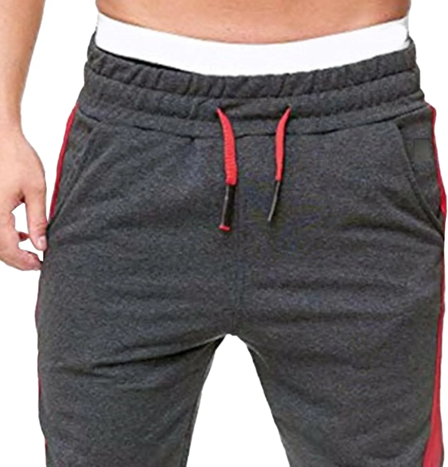 Men's Solid Elastic Waist Baggy Cargo Pants Vintage Casual Jogging Trousers Classic Comfort Hiking Sweatpants