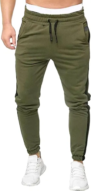 Men's Solid Elastic Waist Baggy Cargo Pants Vintage Casual Jogging Trousers Classic Comfort Hiking Sweatpants