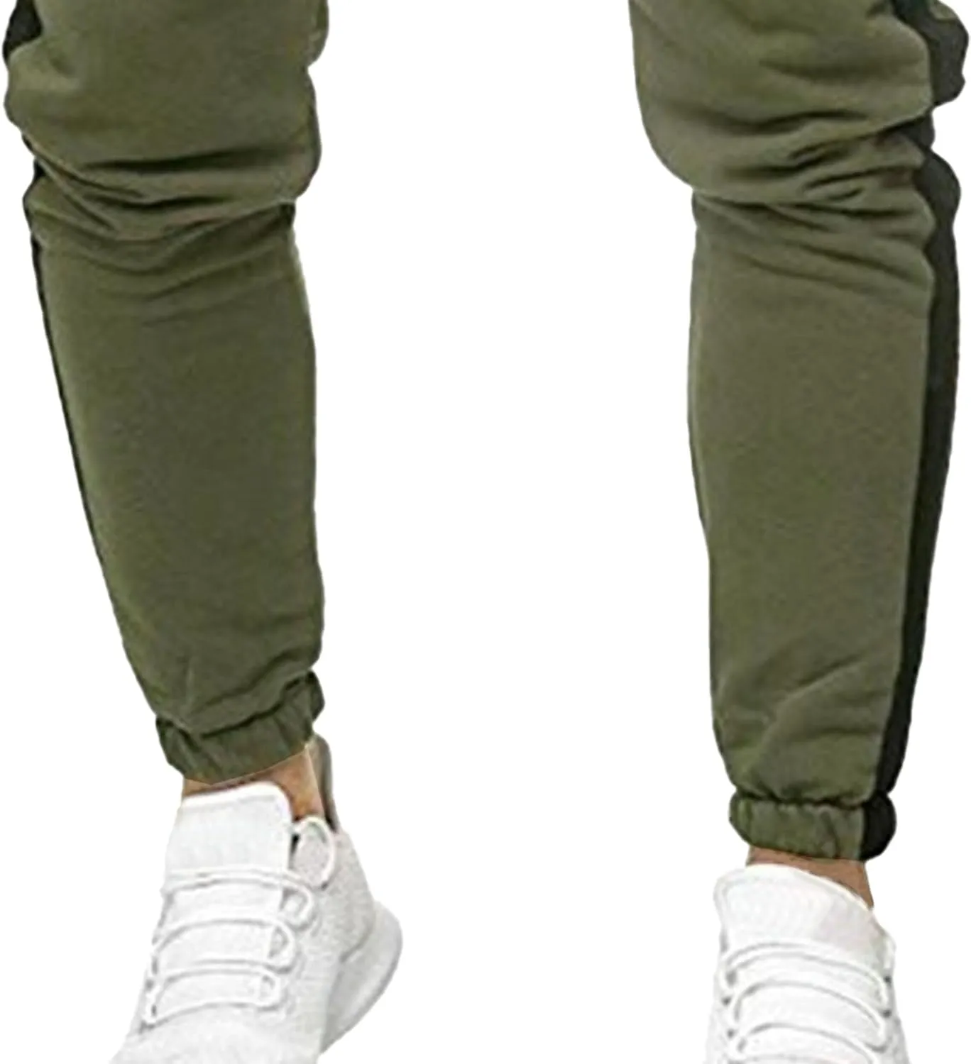 Men's Solid Elastic Waist Baggy Cargo Pants Vintage Casual Jogging Trousers Classic Comfort Hiking Sweatpants