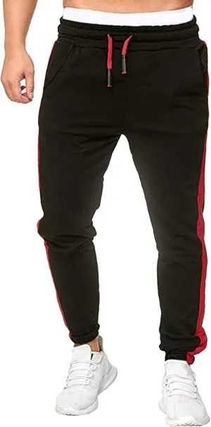 Men's Solid Elastic Waist Baggy Cargo Pants Vintage Casual Jogging Trousers Classic Comfort Hiking Sweatpants