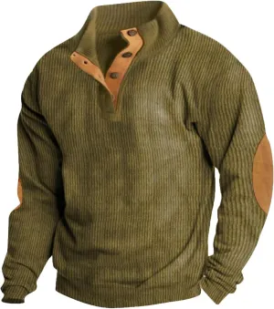 Mens Sweatshirt Winter Outdoor Casual Vintage Sweater Cotton Sweatshirts For Men Winter 1/4 Button Collar Pullover