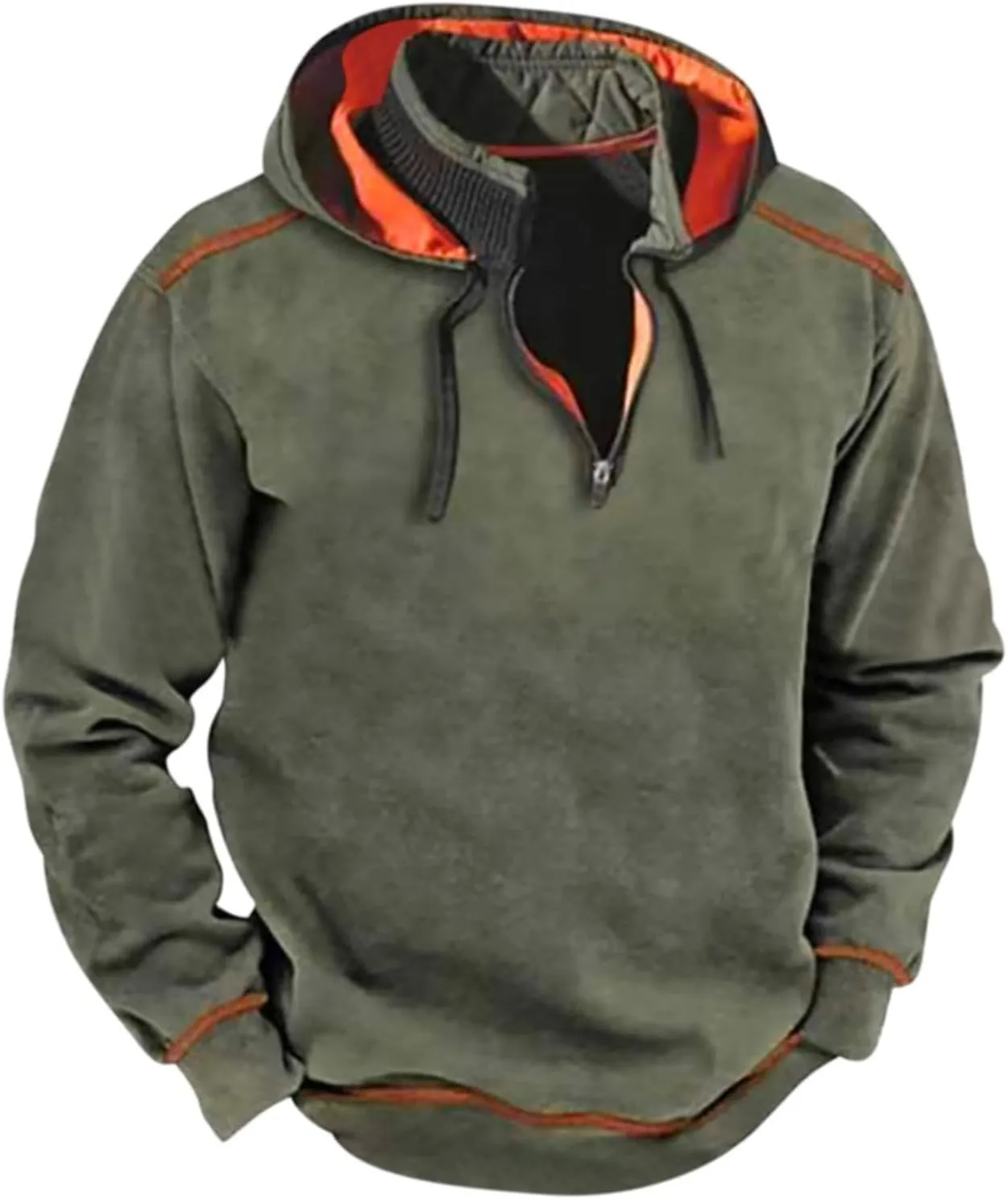 Men's Tactical Sweatshirt Quarter Zip Hoodie for Men Cargo Pullover Hoodies Workout Gym Outdoor Hiking Pullover