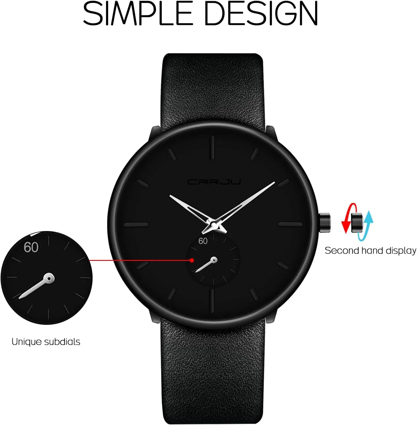 Mens Watches Ultra-Thin Minimalist Waterproof-Fashion Wrist Watch for Men Unisex Dress with Leather Band