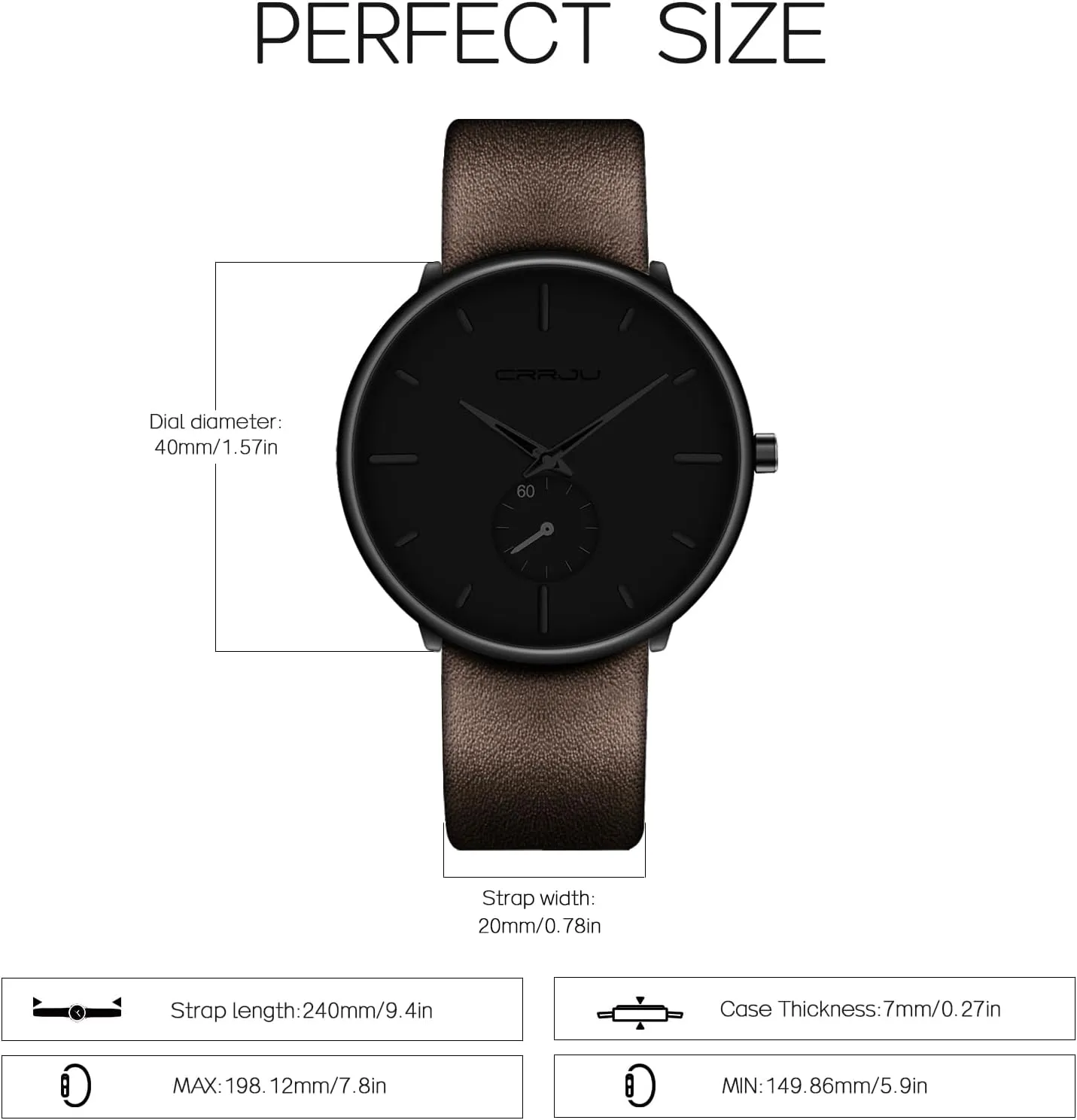 Mens Watches Ultra-Thin Minimalist Waterproof-Fashion Wrist Watch for Men Unisex Dress with Leather Band