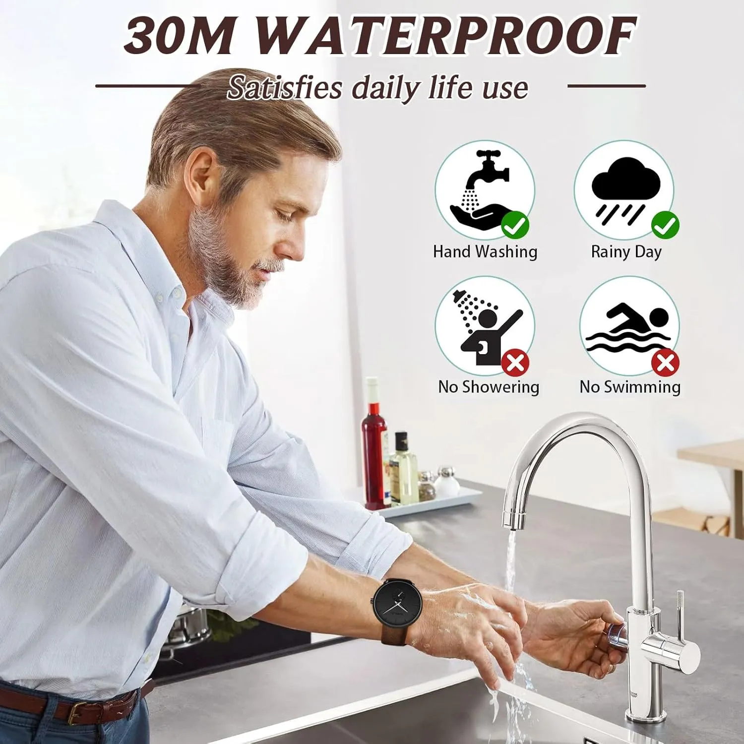 Mens Watches Ultra-Thin Minimalist Waterproof-Fashion Wrist Watch for Men Unisex Dress with Leather Band