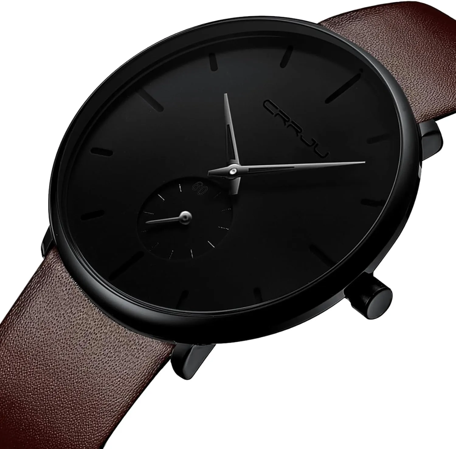 Mens Watches Ultra-Thin Minimalist Waterproof-Fashion Wrist Watch for Men Unisex Dress with Leather Band
