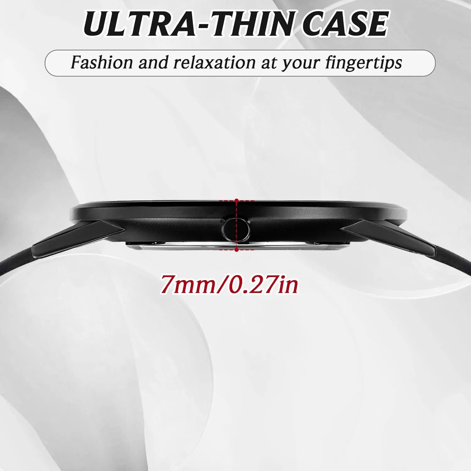 Mens Watches Ultra-Thin Minimalist Waterproof-Fashion Wrist Watch for Men Unisex Dress with Leather Band
