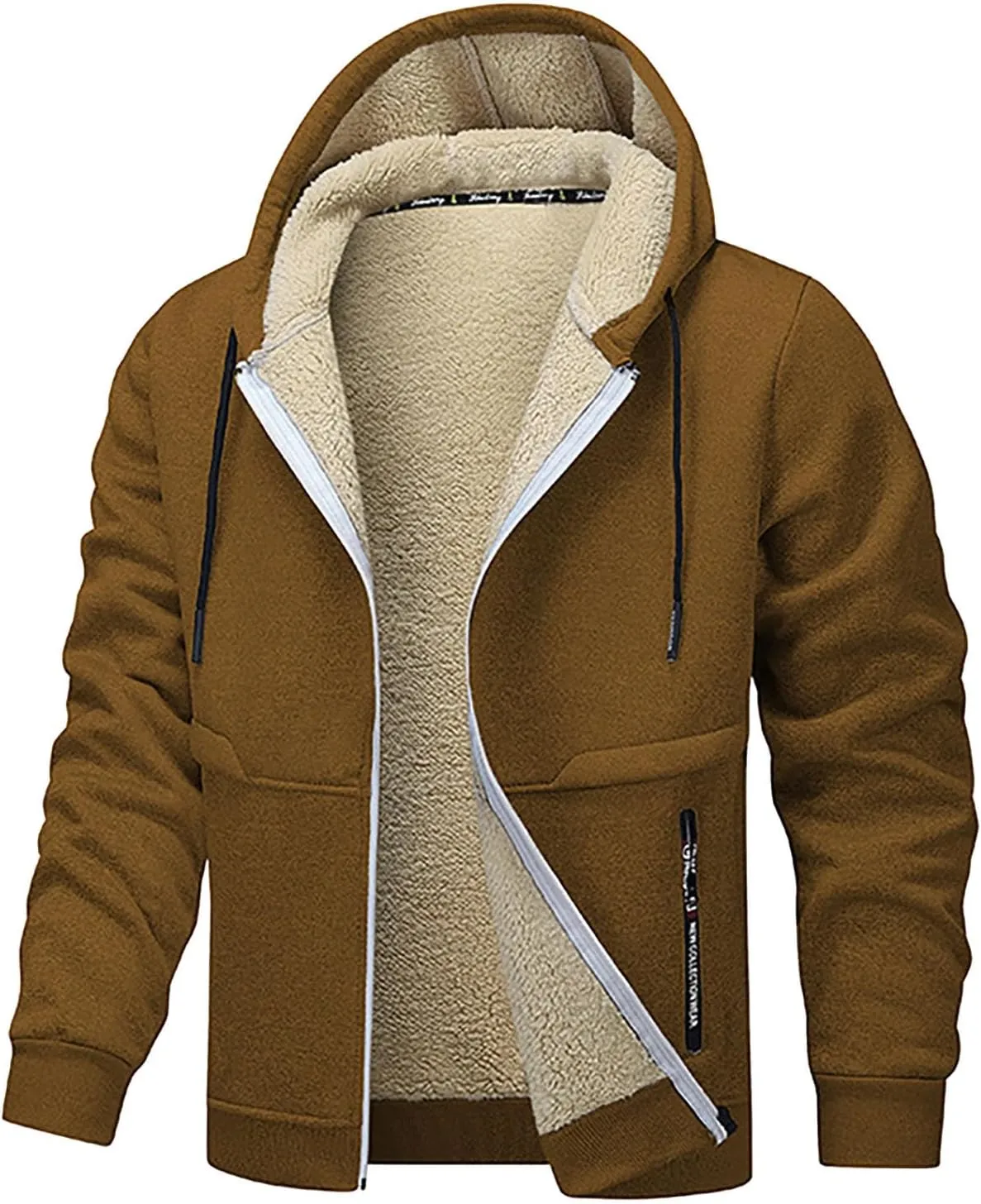 Men's Winter Jacket Sherpa Lined Trucker Jackets Cotton Turn-Down Collar Warm Winter Jacket Casual Coat Pockets