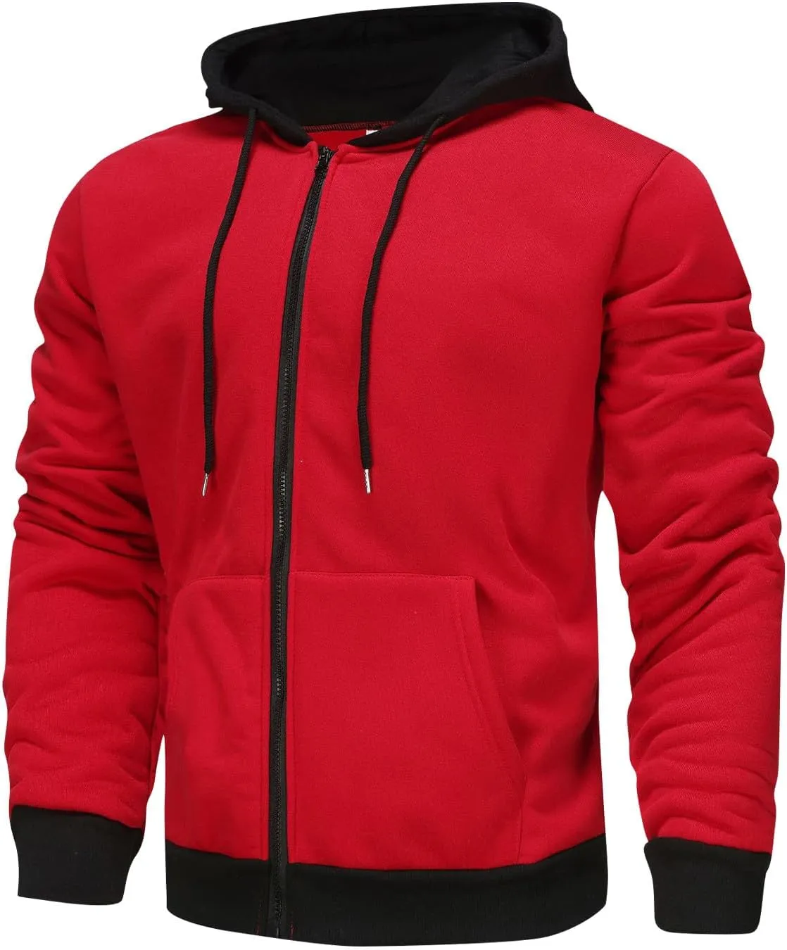 Men's Zip Up Hoodie Shirts Soft Solid Color Coat Light Trendy Long Sleeve Jacket Casual Winter Sweatershirts with Pockets