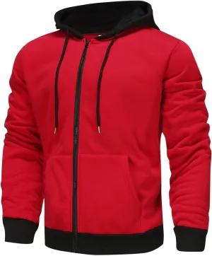 Men's Zip Up Hoodie Shirts Soft Solid Color Coat Light Trendy Long Sleeve Jacket Casual Winter Sweatershirts with Pockets