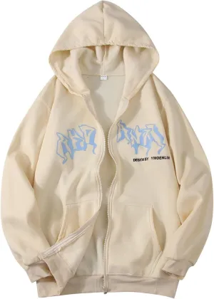 Mens Zip Up Hoodies Trendy Outwear with Pockets Hooded Sweatshirt Loose Fit Casual Fall Spring Warm Slim Fit Sweater Jacket