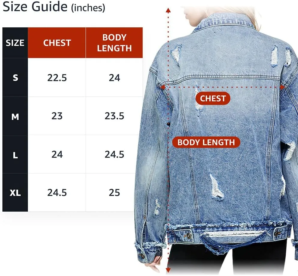 Meowdy Women's Oversized Denim Jacket - Cute Ladies Denim Jacket - Funny Denim Jacket