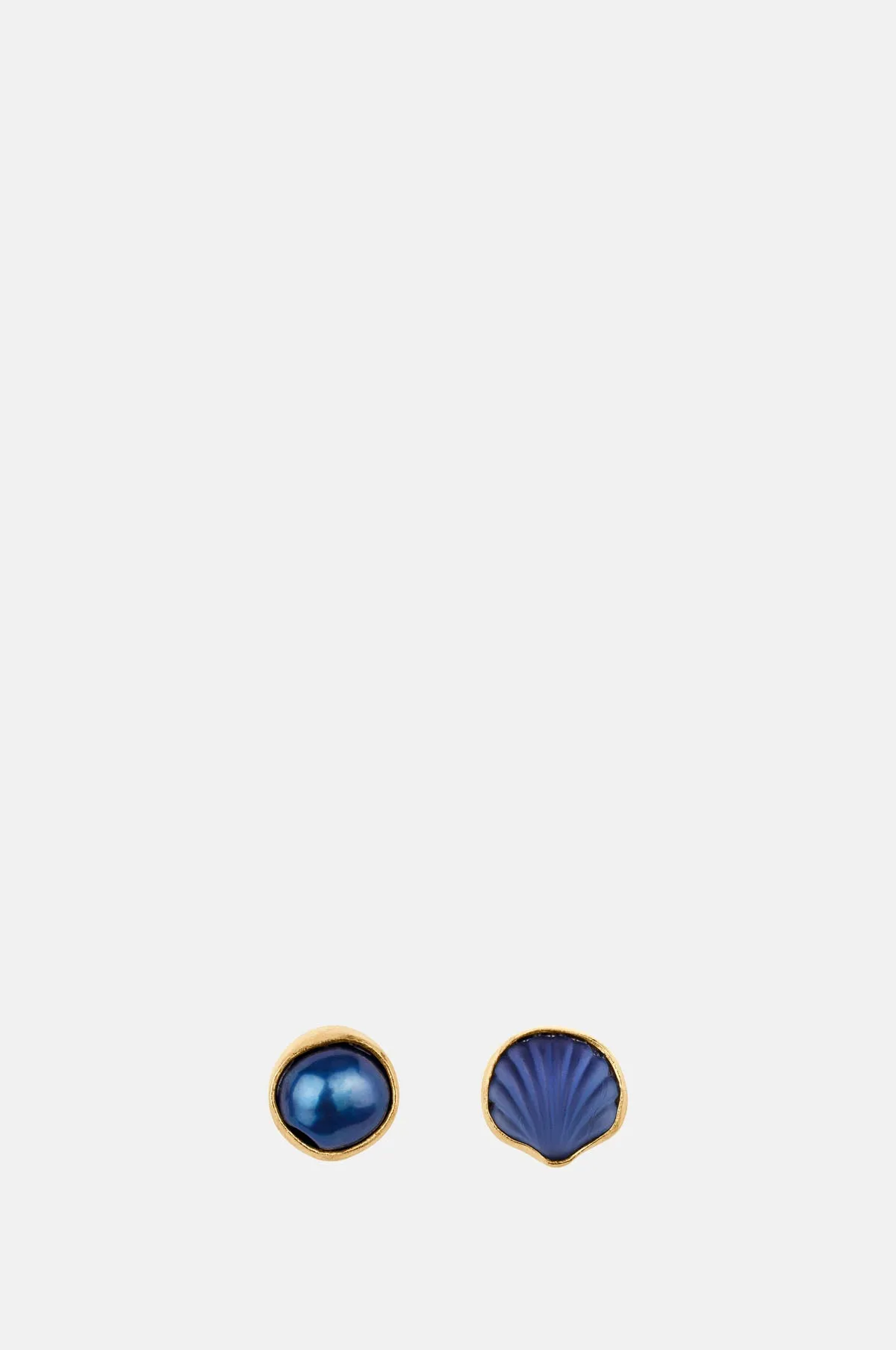 Mismatched Blue Shell Stud Earrings